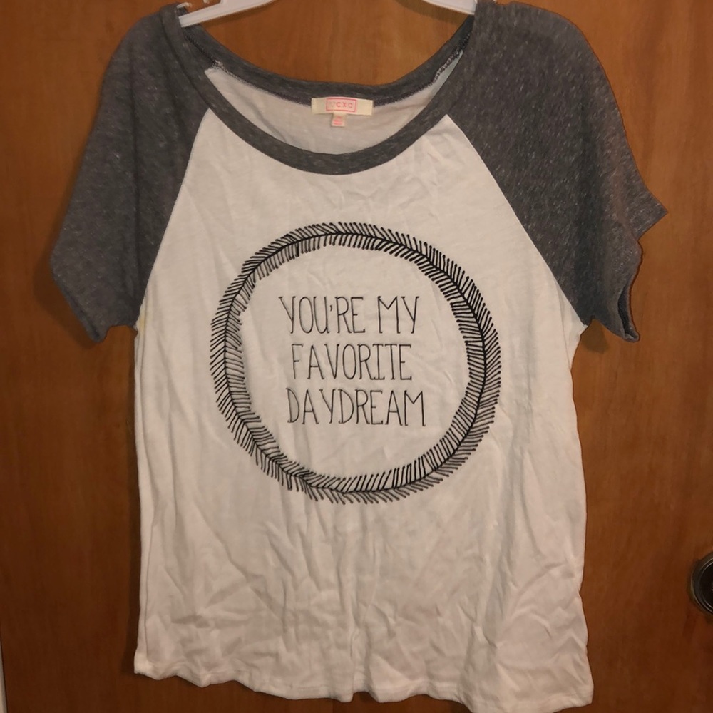 Loose, baseball-styled t-shirt